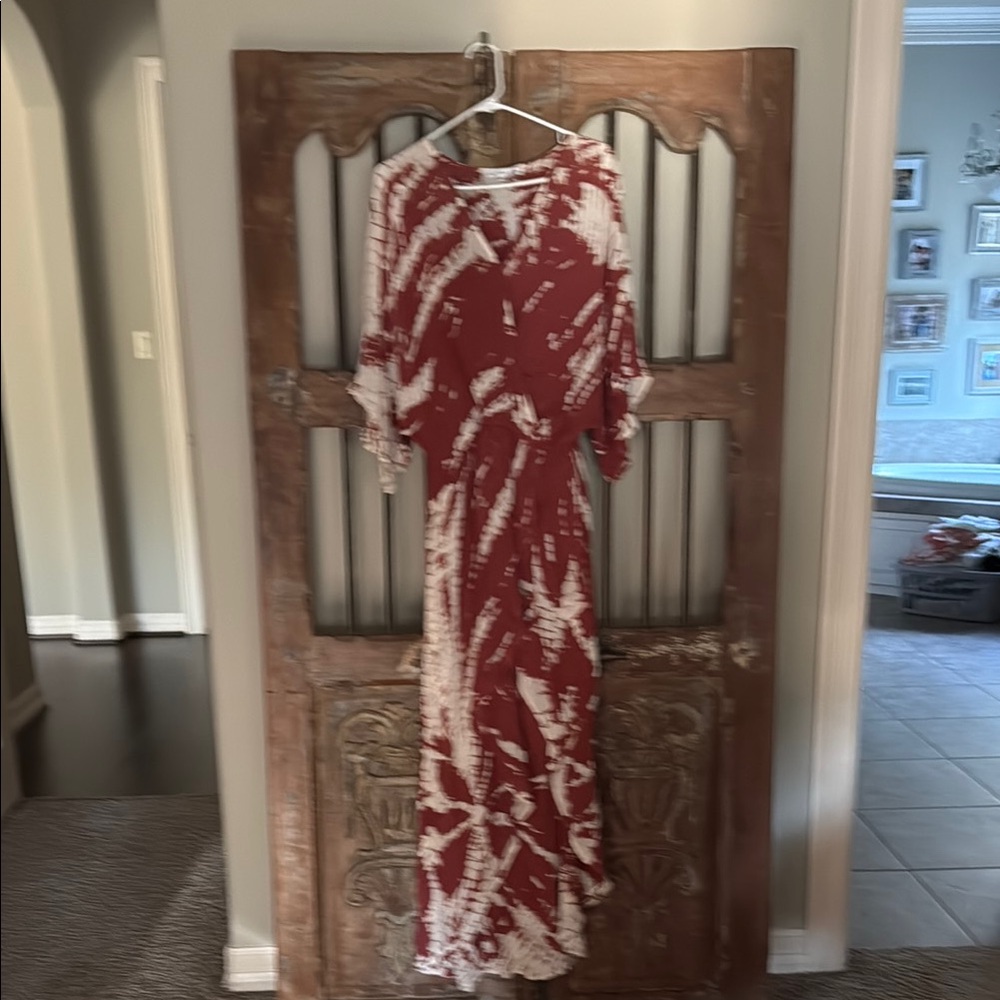 Cinnamon and White Maxi Dress